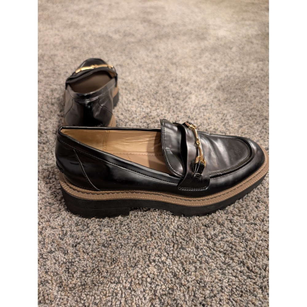 Sam Edelman Black Leather Horsebit Loafer Platform Chunky Sole Women's Shoes 8.5 - Picture 7 of 7